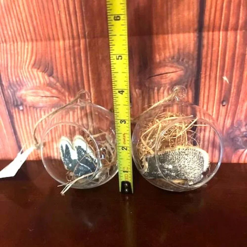 Decorative Glass Hanging Animal Ornaments Set of 2 hedgehog and‎ squirrel